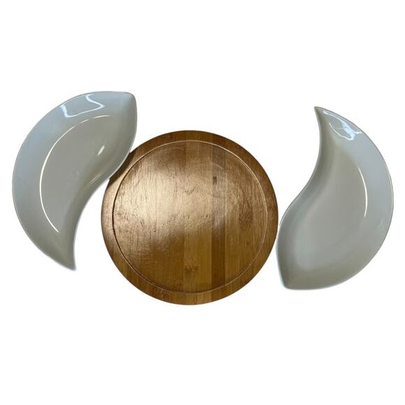 Bamboo Party by Gorham Porcelain Two Part Relish Serving Piece Bamboo Stand - Picture 6 of 13